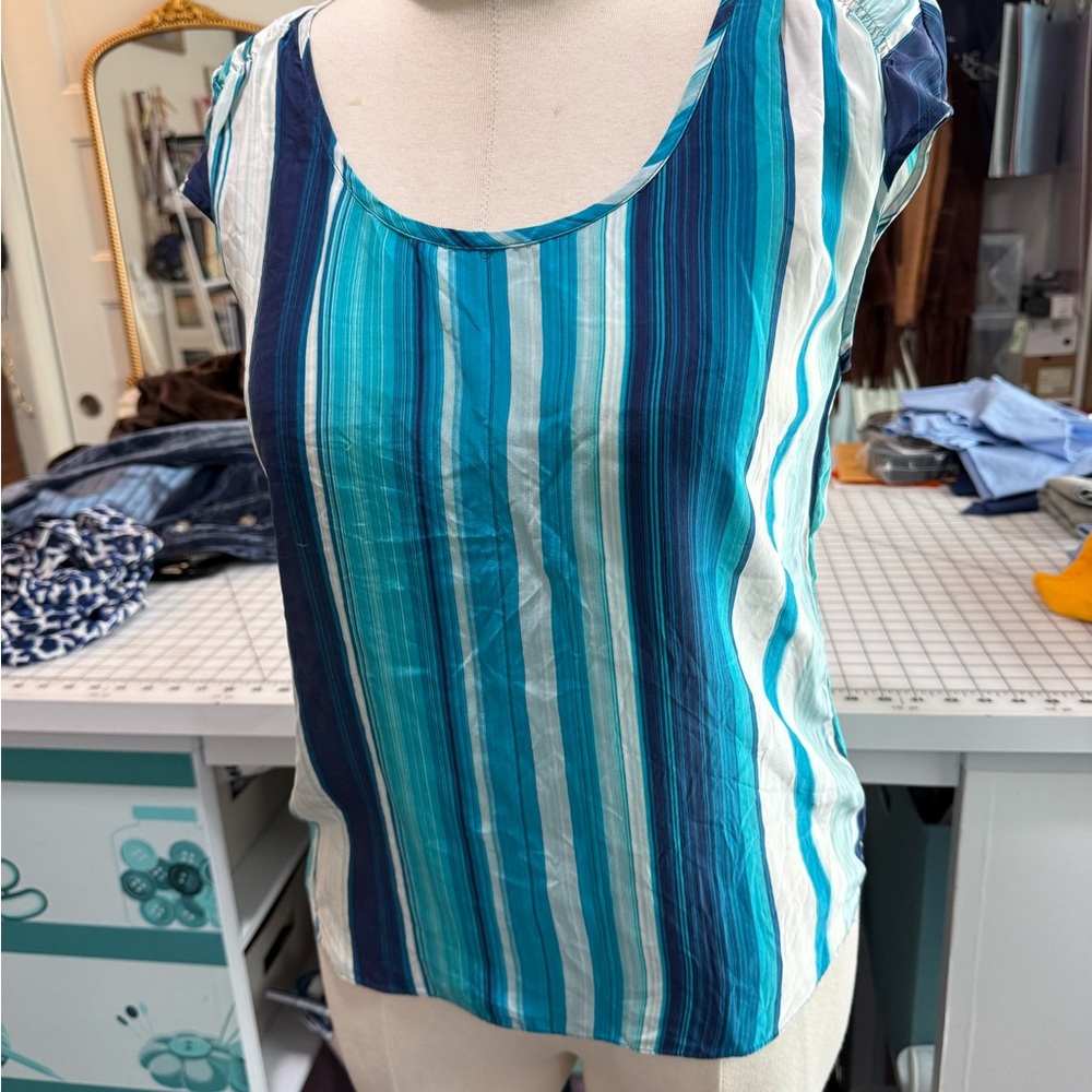 Lucky Brand Multicolor Silk Striped Blouse